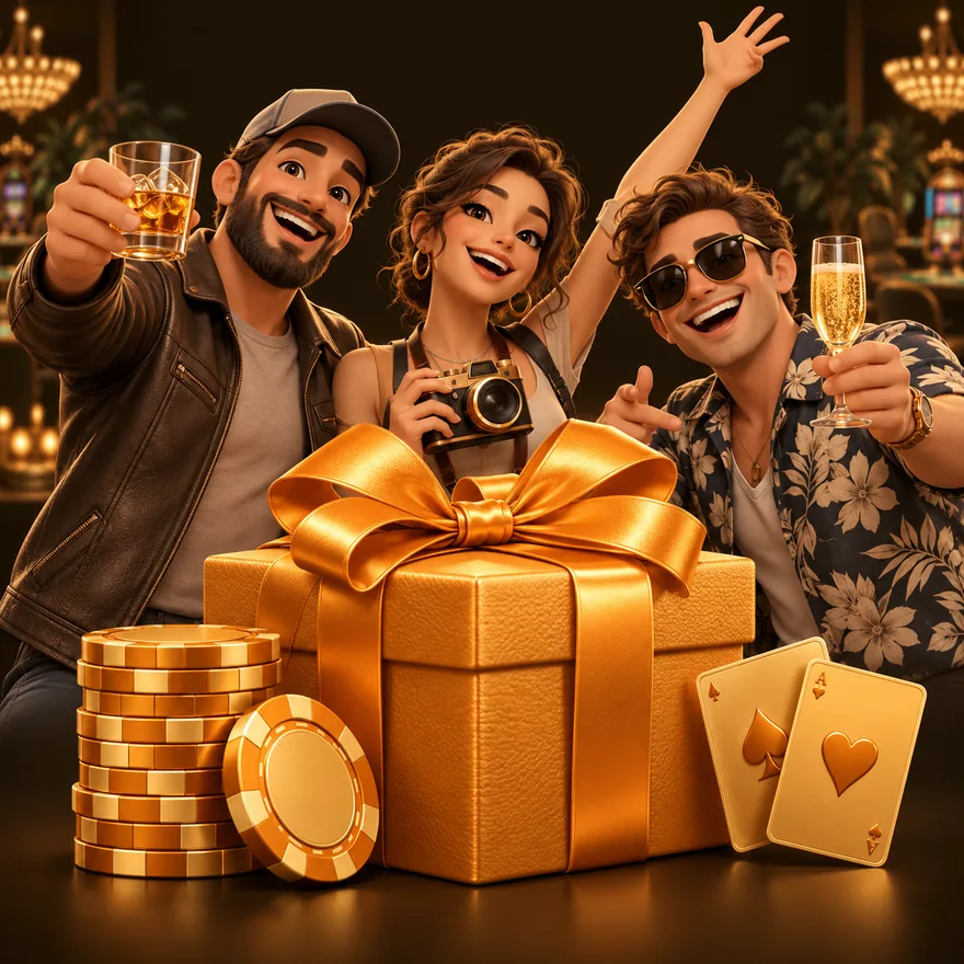 Gift box and chips — Uptown Pokies