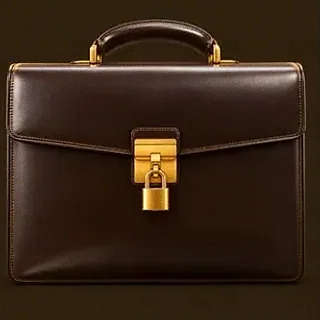 Locked leather briefcase — Uptown Pokies